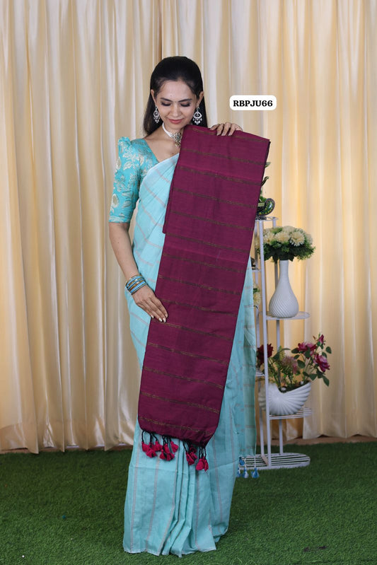 Khadhi cotton saree with zari weaving 🥳