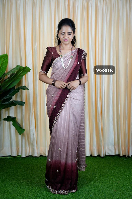 Chiffon triple shaded Designer saree 🥳