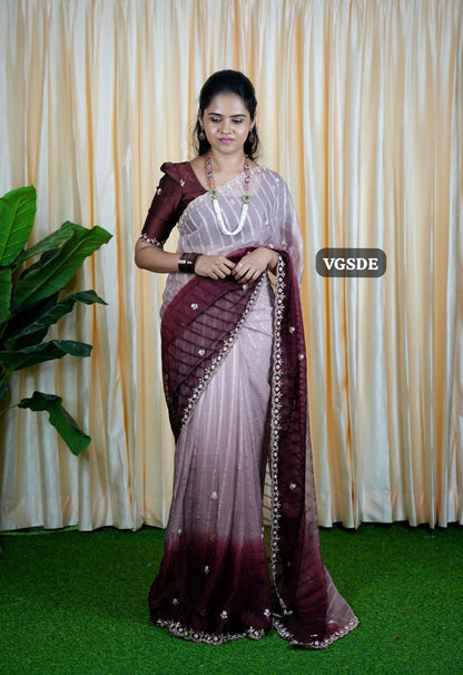 Chiffon triple shaded Designer saree 🥳