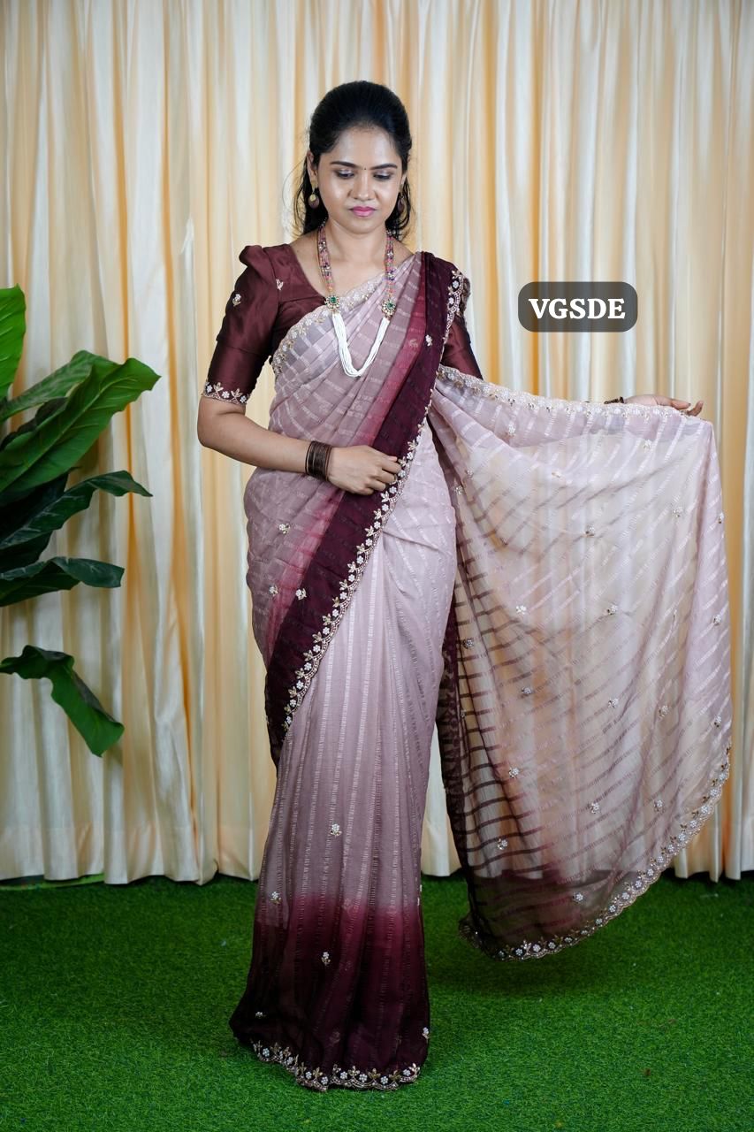 Chiffon triple shaded Designer saree 🥳