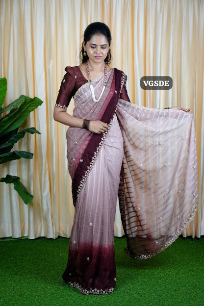 Chiffon triple shaded Designer saree 🥳