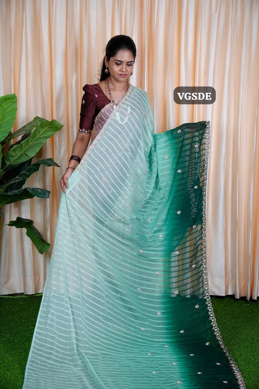Chiffon triple shaded Designer saree 🥰🥳