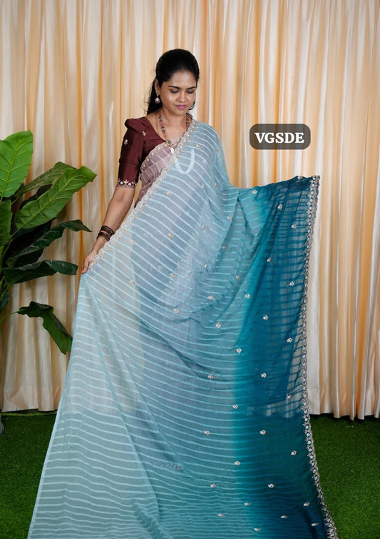 Chiffon triple shaded Designer saree 🥳