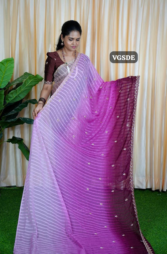 Chiffon triple shaded Designer saree 🥳