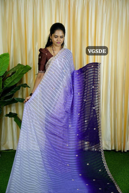 Chiffon triple shaded Designer saree