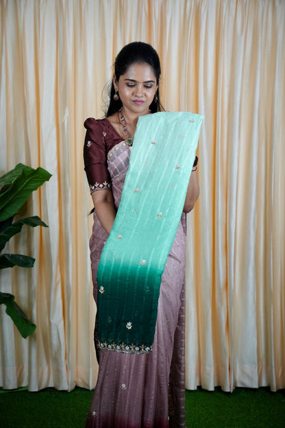 Chiffon triple shaded Designer saree 🥰🥳