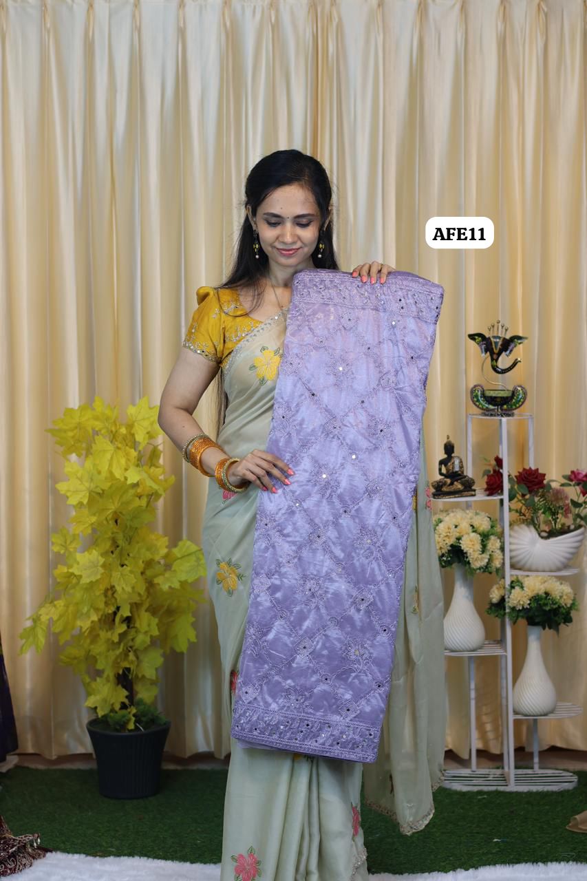 Ramzan special soft Net saree with mirror work