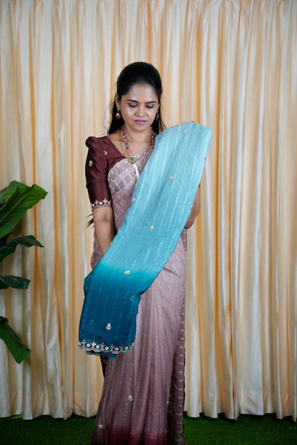 Chiffon triple shaded Designer saree 🥳