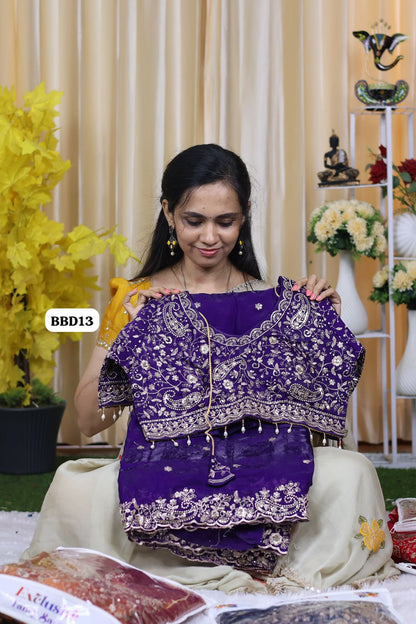 Saree+ stitched blouse Double shade premium space silk saree  Paired with Embrodairy Work Stich Blouse (32-42) alterable 🥳