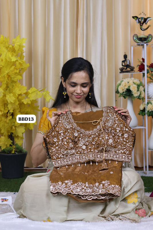 Saree+ stitched blouse Double shade premium space silk saree  Paired with Embrodairy Work Stich Blouse (32-42) alterable😍🥰😎 🌈🥳
