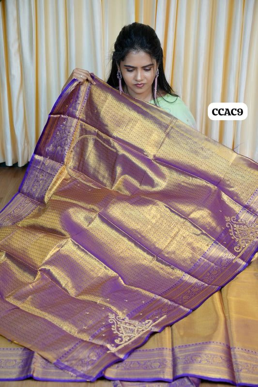Kanchi Semi silk sarees with aari blouse 🥳