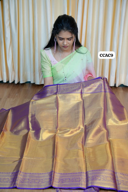 Kanchi Semi silk sarees with aari blouse 🥳
