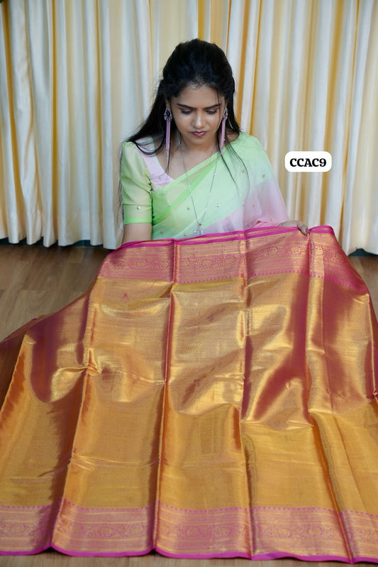 Kanchi Semi silk sarees with aari blouse 🥳