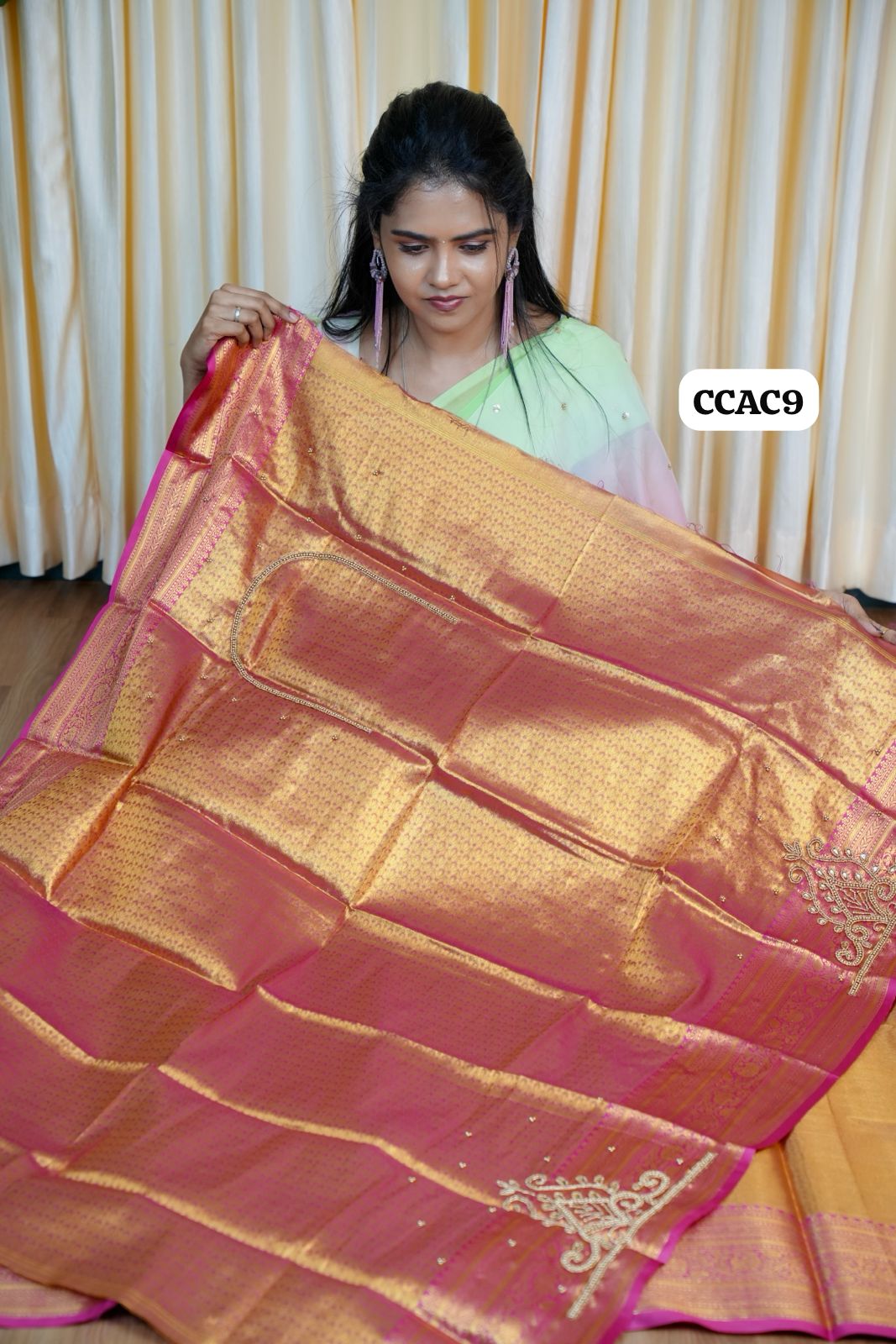 Kanchi Semi silk sarees with aari blouse 🥳