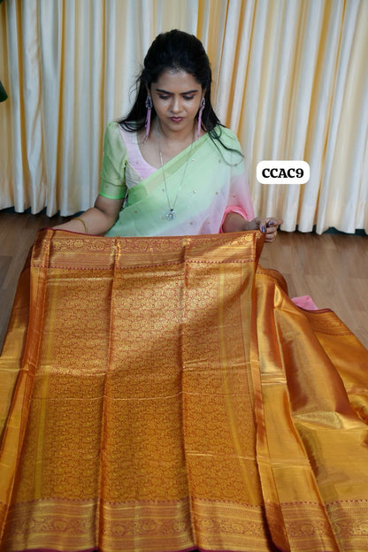 Kanchi Semi silk sarees with aari blouse 🥳