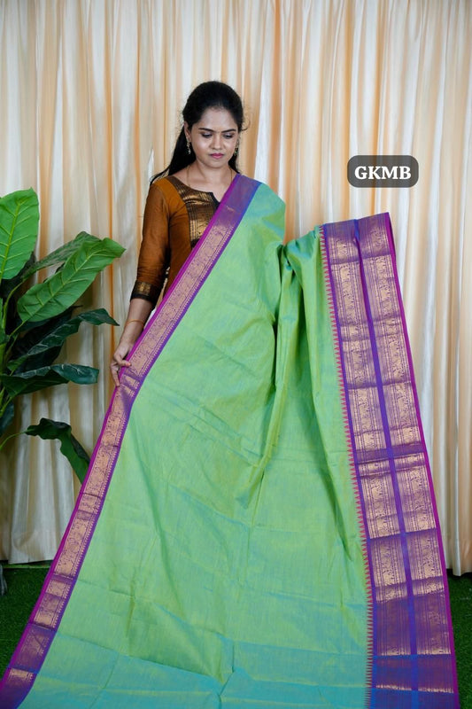 Kanchi cotton 🥰😎 light green with purple 💜