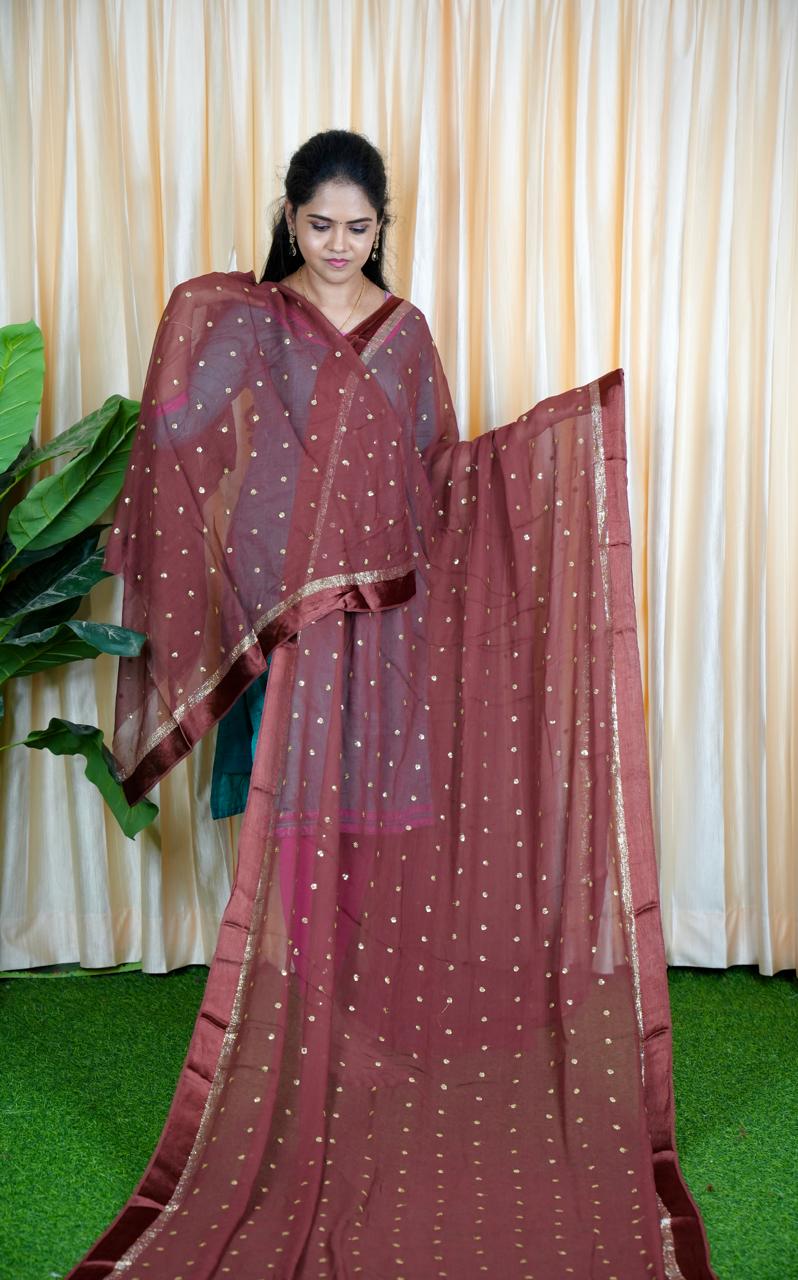Pure georgette sarees with chumky works.🥳