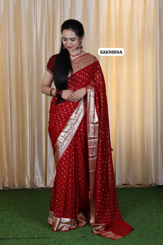 Viscose georgette saree with running blouse 🥳