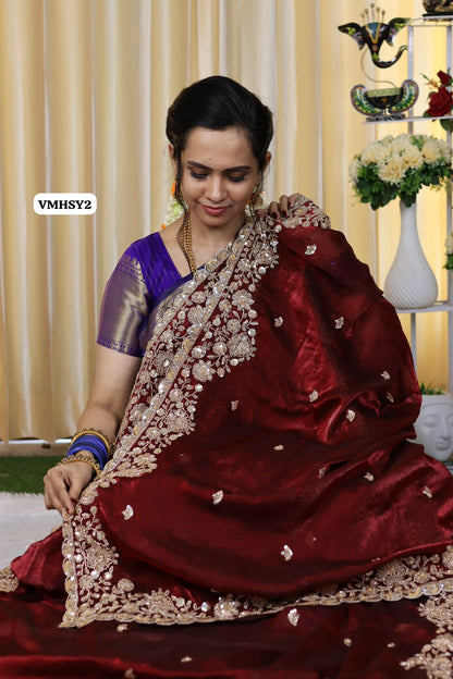 Bridal designer saree with luxury aari handwork beads🥳