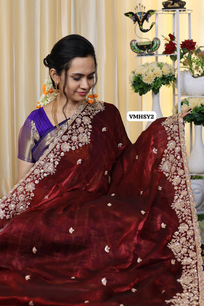 Bridal designer saree with luxury aari handwork beads🥳