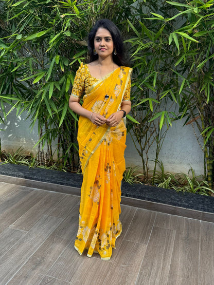 Linen cotton sarees with digital prints🥳