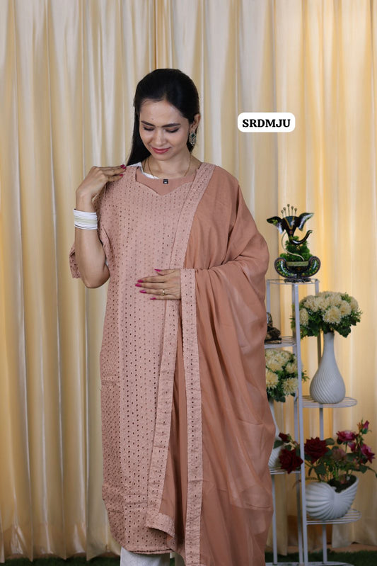 Cut work embroidery style pattern with lining top and duppatta 😍🥳