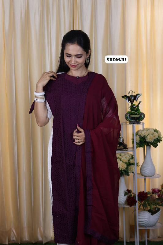 Cut work embroidery style pattern with lining top and duppatta only😍🥳