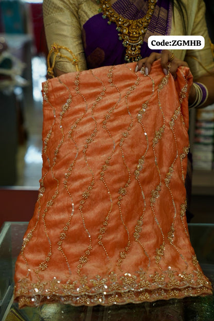 Premium Space silk with Golden heavy Katdhana work offer🌈
