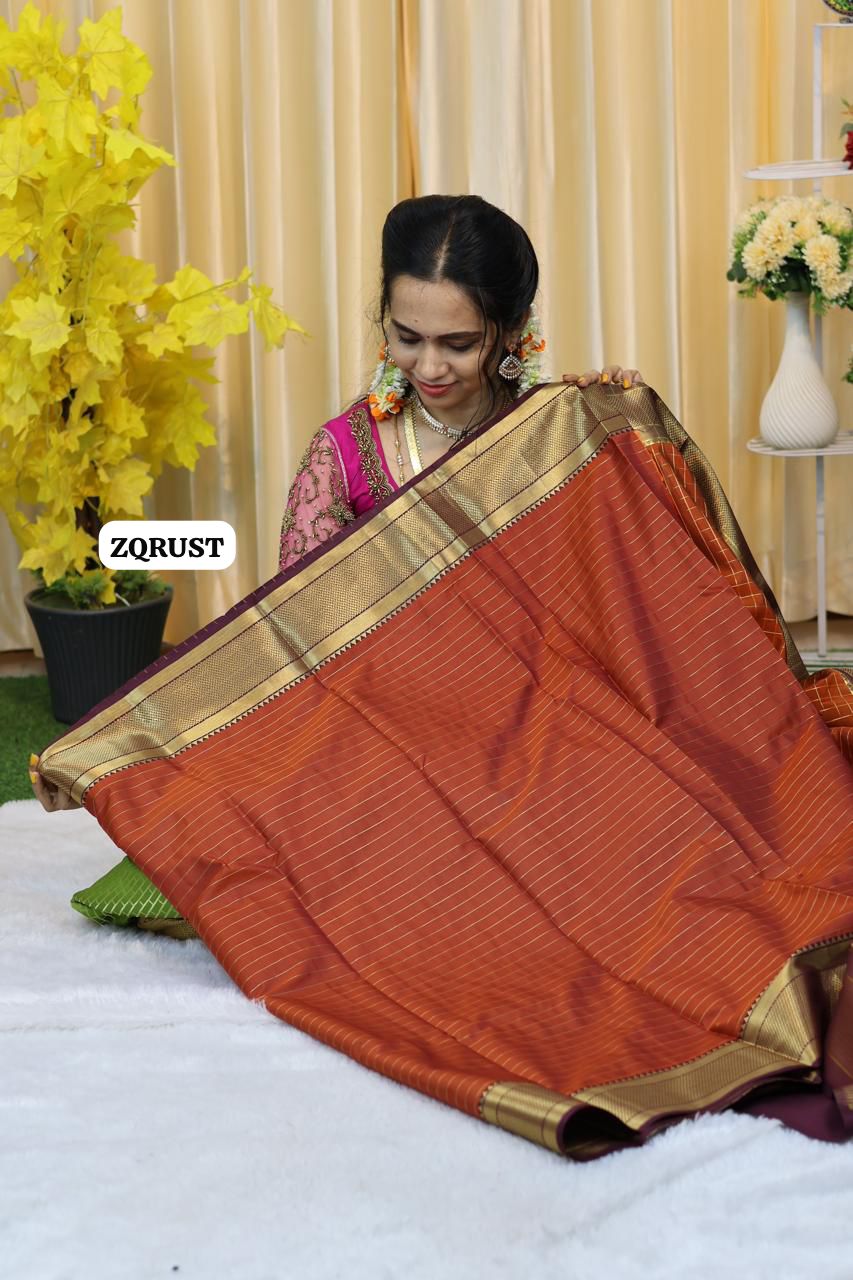 Katan Semi silk cotton saree with checks zari weaving🥳