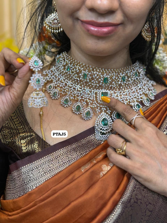 Diamond jewellery replica emerald  Necklace 😍📚