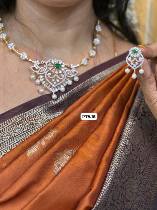 Diamond jewellery replica emerald  Necklace 😍📚