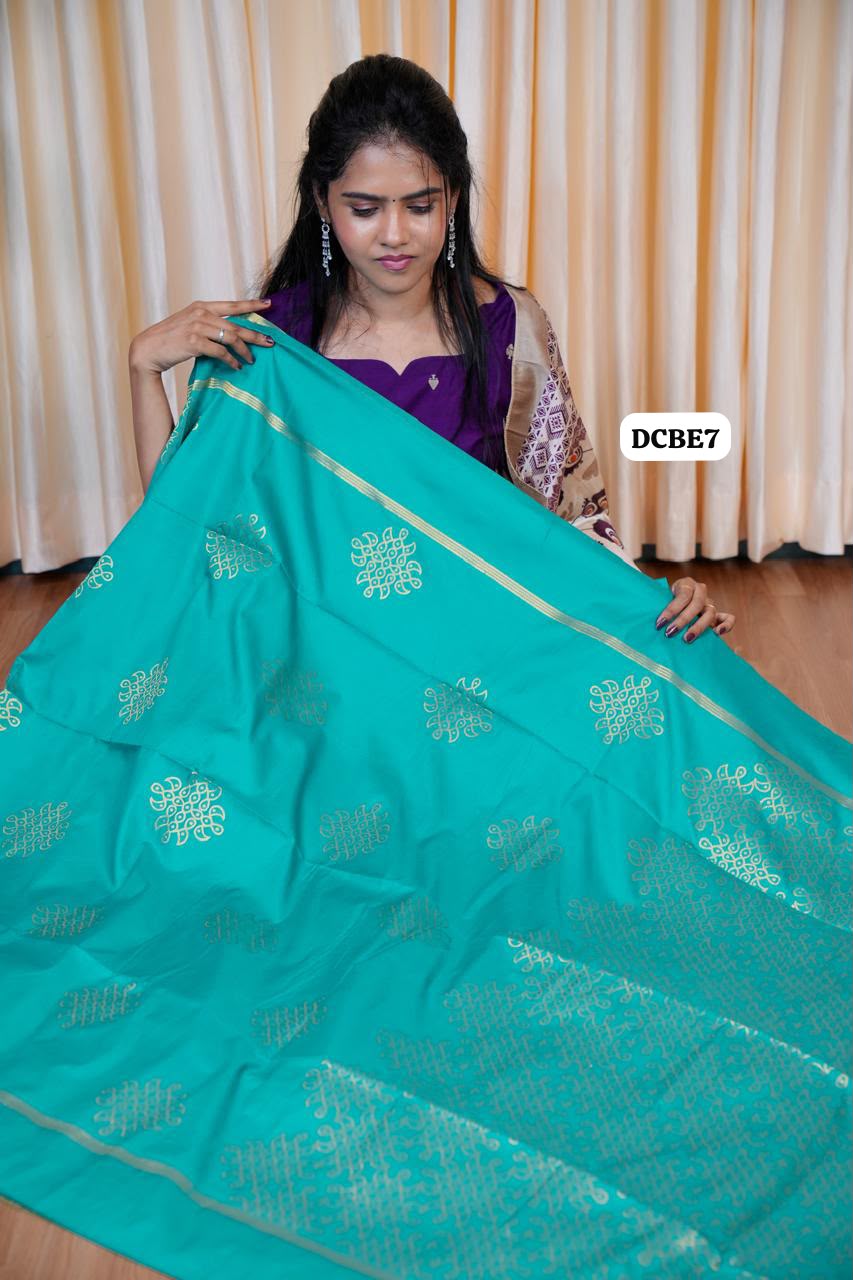 Kolam design saree  blue colour-Prebook🥰😎📚