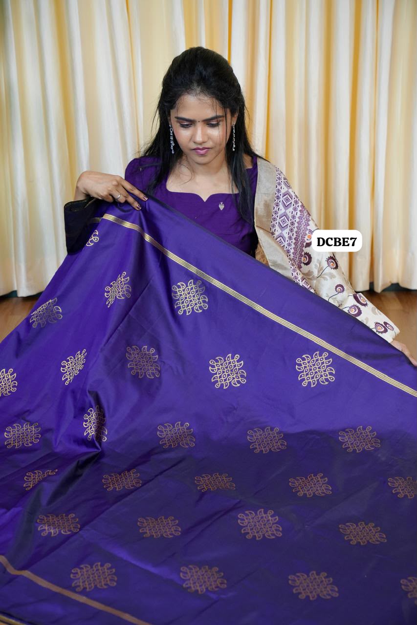 Kolam design saree  blue colour-Prebook🥰😎📚