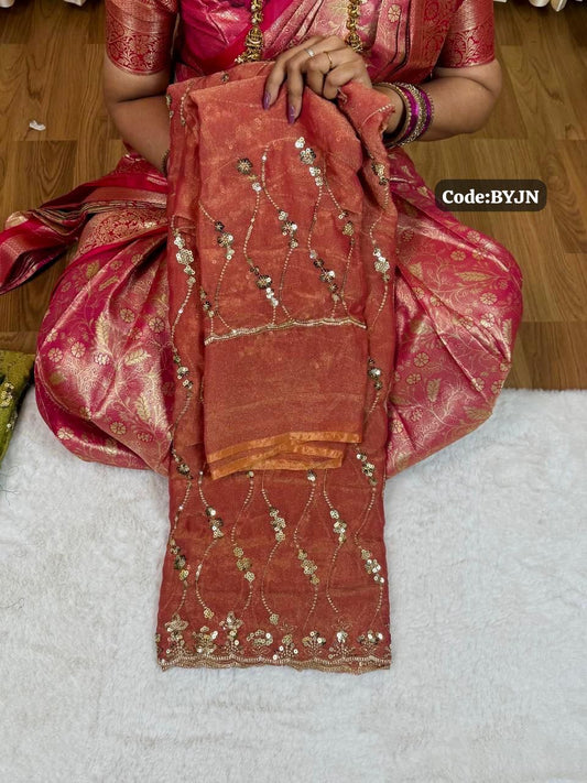 Designer saree with sequins work🥰😎