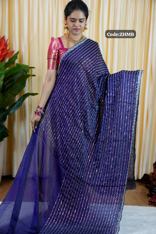 Premium Space silk saree with beeds 🎁🌈
