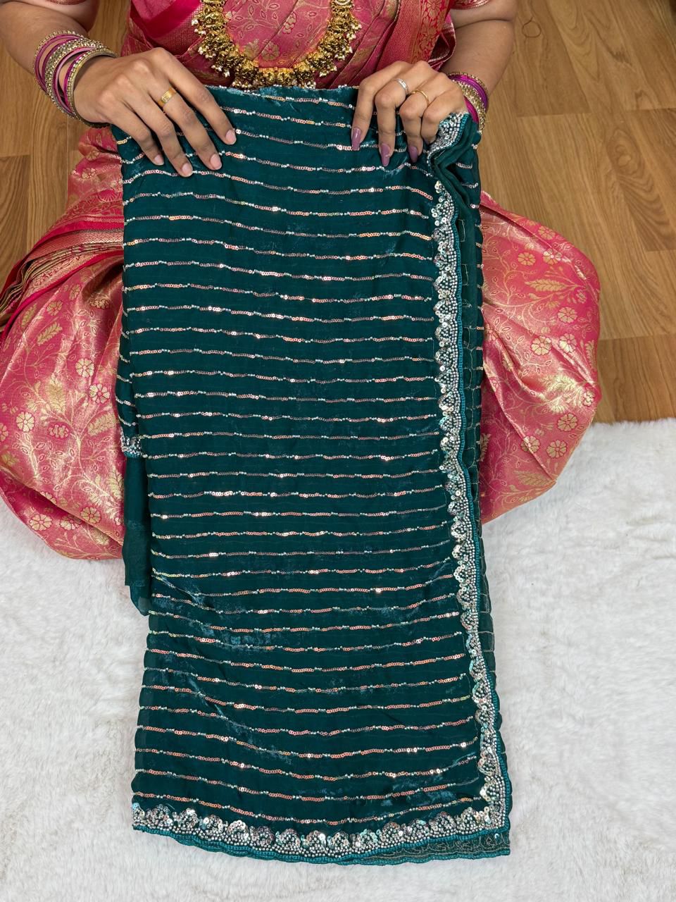 Premium Space silk saree with beeds 🎁