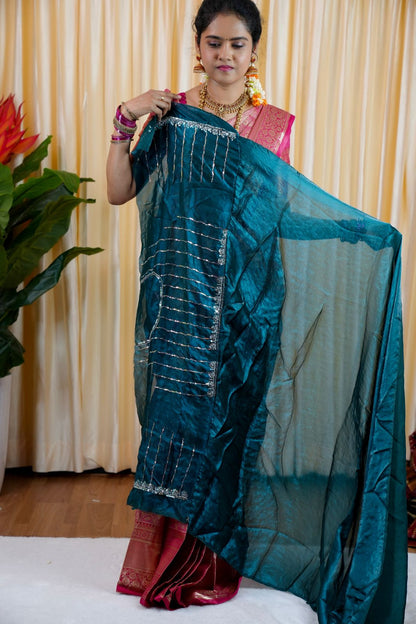 Premium Space silk saree with beeds 🎁
