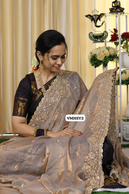 Bridal designer saree with luxury aari handwork beads🥳