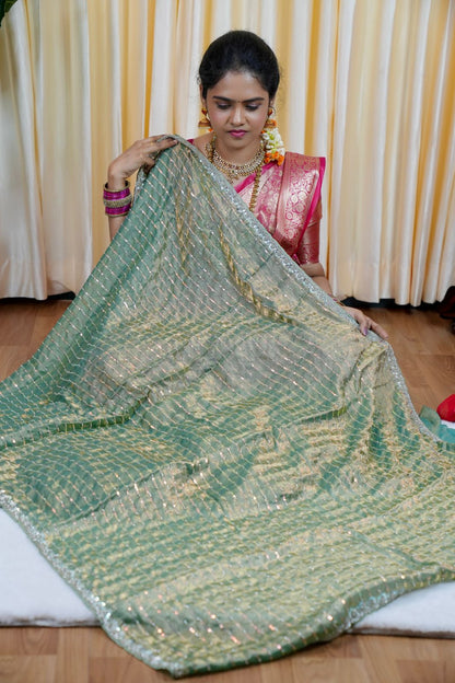 Premium Space silk saree with beeds 🎁🌈