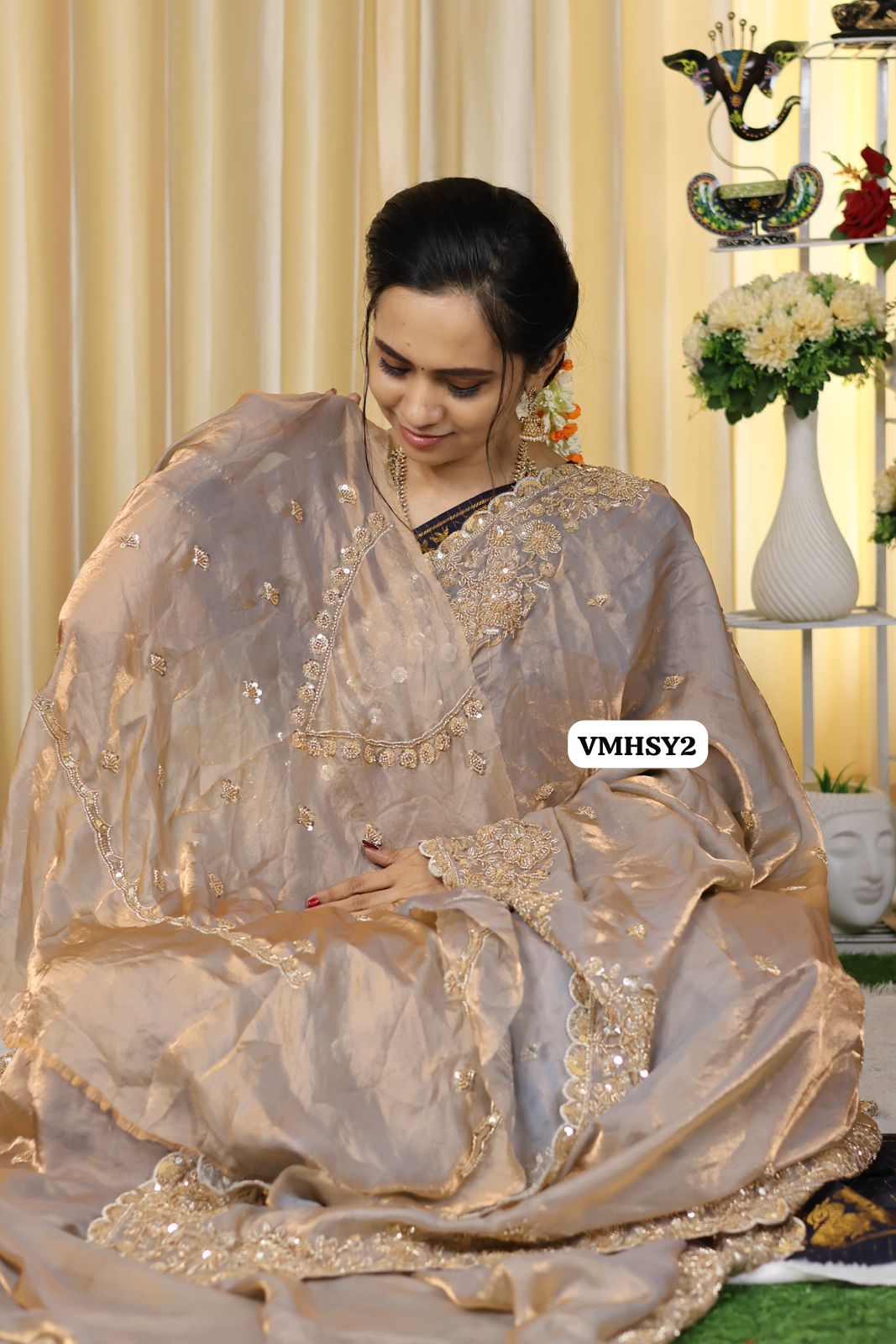 Bridal designer saree with luxury aari handwork beads🥳