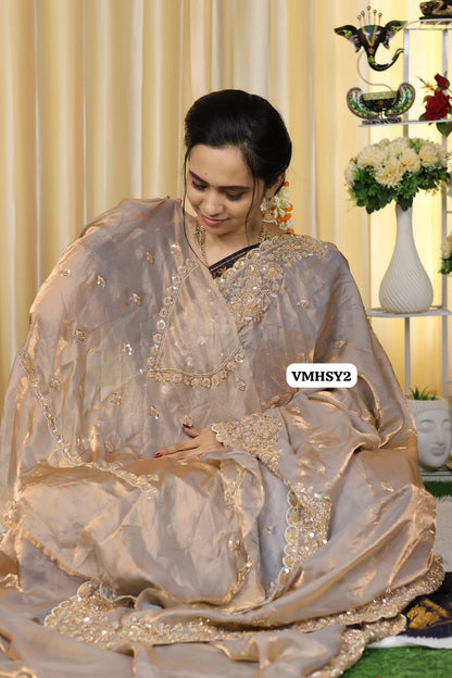 Bridal designer saree with luxury aari handwork beads🥳