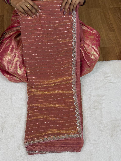 Premium Space silk saree with beeds 🎁🌈