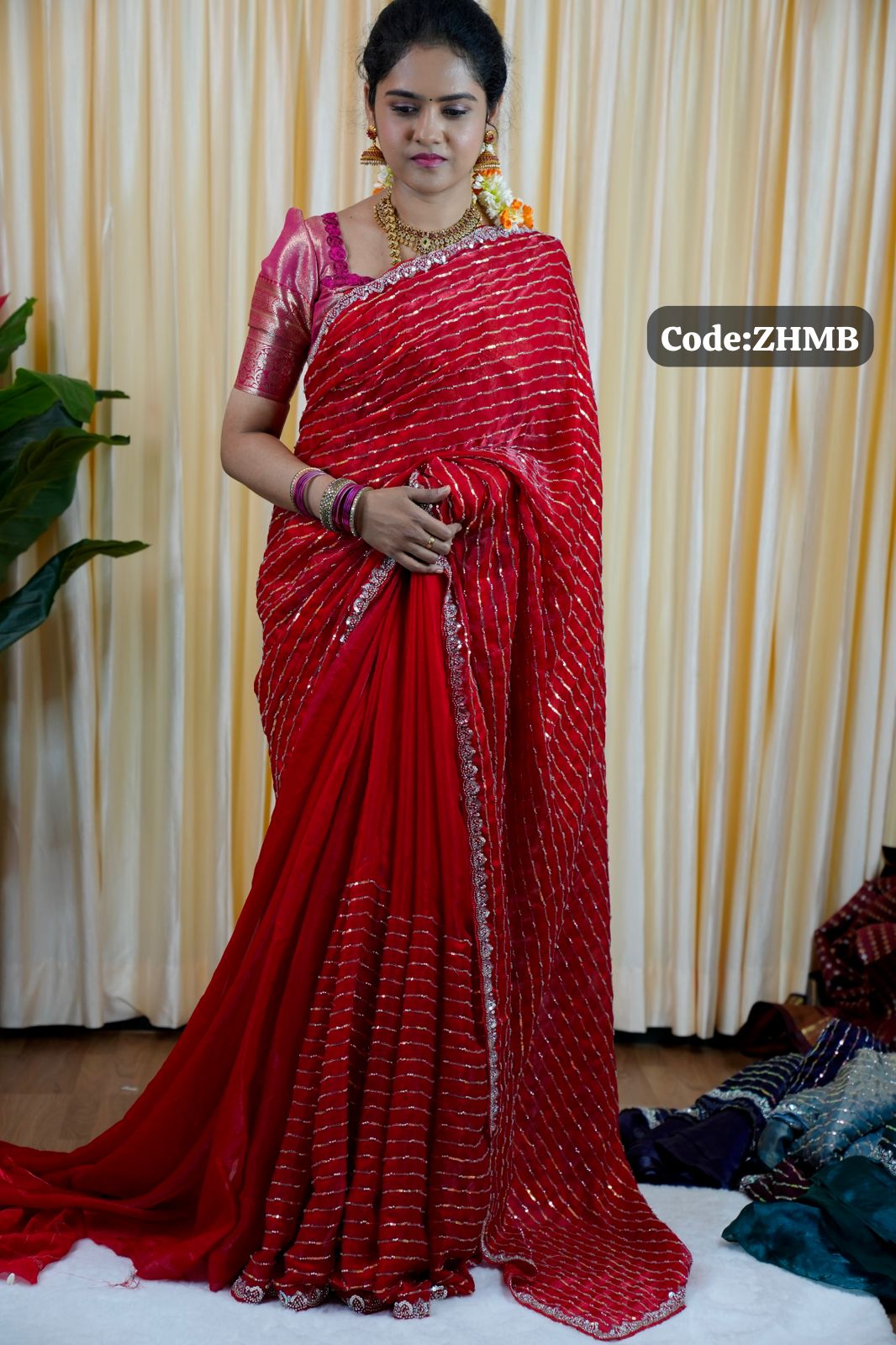 Premium Space silk saree with beeds 🎁🌈