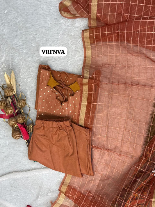 Soft silk cotton with zari Buttas top unstitched 🔥🥳