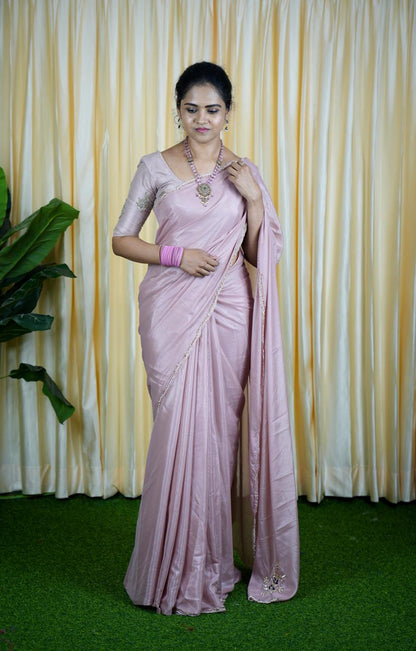 Shimmer sarees with beeds🥳