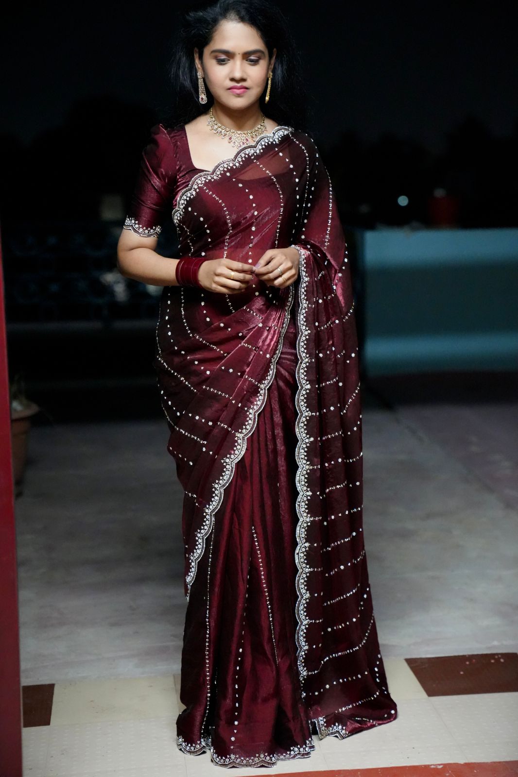 premium space silk with real. Jarkhan diamond work 🥳