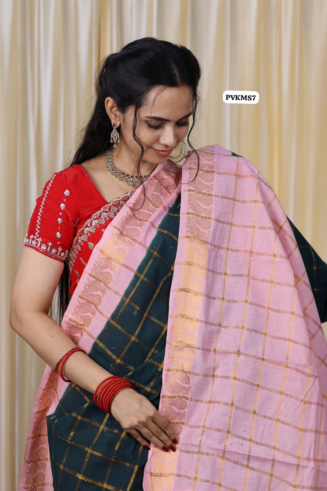 Premium quality 120 count Pavithra kattam sungudi cotton saree with contrast blouse 😍😎