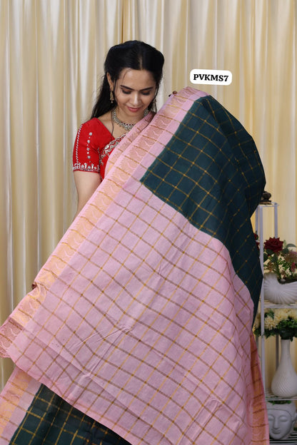 Premium quality 120 count Pavithra kattam sungudi cotton saree with contrast blouse 😍😎