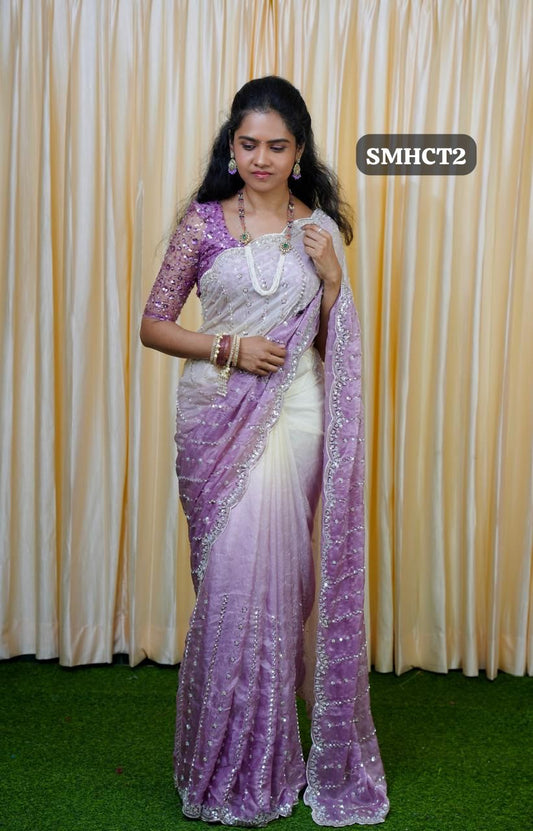 Heavy premium space silk sarees with katdana beads work prebook🥳