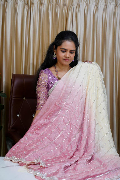 Heavy premium space silk sarees with katdana beads work🥰😎